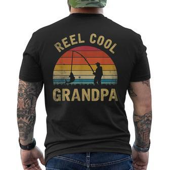 Mens Vintage Reel Cool Grandpa Fish Fishing Shirt Fathers Day Gi Men's Back Print T-shirt | Mazezy