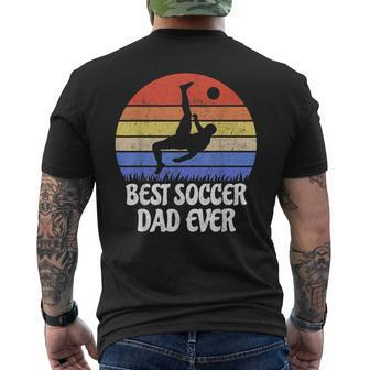 Vintage Retro Best Soccer Dad Ever Gift Footballer Father Men's Crewneck Short Sleeve Back Print T-shirt