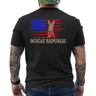 Vintage Retro Country Cat Ocicat Republic Flag Mens Back Print T-shirt | Mazezy