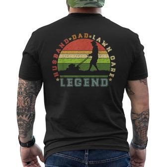Mens Vintage Retro Husband Dad Lawn Care Legend Men's T-shirt Back Print - Seseable