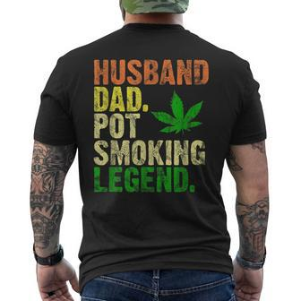 Vintage Retro Husband Dad Pot Smoking Weed Legend Men's T-shirt Back Print - Seseable
