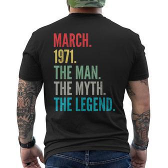 Vintage Retro March 1971 50 Years Old 50Th Birthday Gag Gift Mens Back Print T-shirt - Seseable