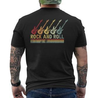 Vintage Retro Rock And Roll Guitar Music Men's Back Print T-shirt | Mazezy
