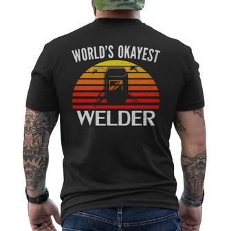 Vintage Retro Worlds Okayest Welder Welding Cool Men's T-shirt Back Print - Seseable
