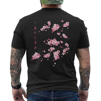 Vintage Sakura Cherry Blossom Japanese Graphical Art Men's T-shirt Back Print - Seseable