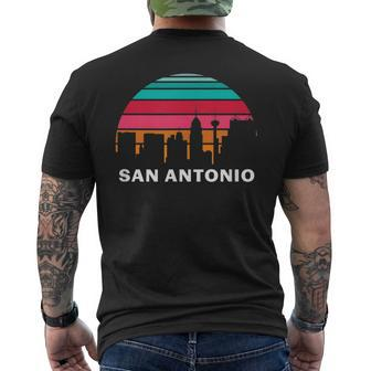 Vintage San Antonio Texas Cityscape Retro Graphic Men's T-shirt Back Print - Seseable