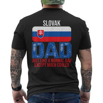 Mens Vintage Slovak Dad Slovakia Flag For Fathers Day Men's T-shirt Back Print - Seseable