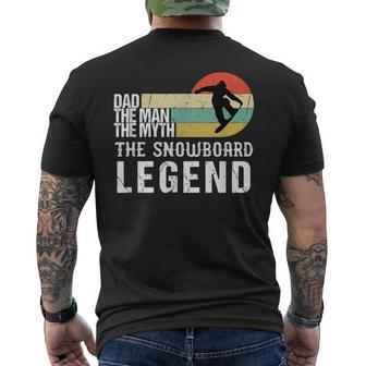 Mens Vintage Snowboard Dad The Man The Myth Snowboard Men's T-shirt Back Print - Seseable