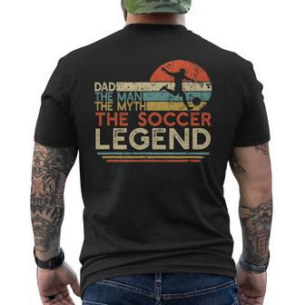 Mens Vintage Soccer Dad The Man The Myth The Legend Men's T-shirt Back Print - Seseable