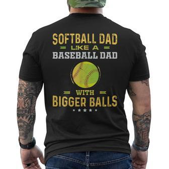 Vintage Softball Dad Softball Fan Men's T-shirt Back Print - Seseable