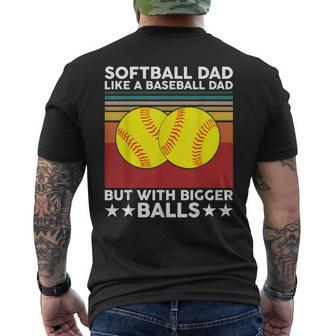 Vintage Softball Dad Like A Baseball Dad Us Flag Fathers Day Mens Back Print T-shirt