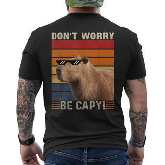 Vintage Sunset Dont Worry Be Capy Capybara Men's Back Print T-shirt | Mazezy