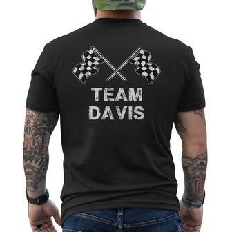 Vintage Team Davis Family Name Checkered Flag Racing Mens Back Print T-shirt - Seseable