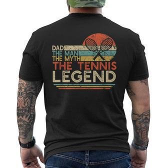 Mens Vintage Tennis Player Dad The Man The Myth The Tennis Legend Men's T-shirt Back Print - Seseable