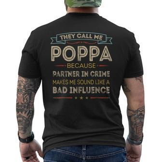 Vintage They Call Me Poppa Happy Fathers Day Proud Poppa Mens Back Print T-shirt | Mazezy UK