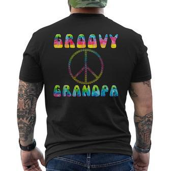 Vintage Tie Dye Peace Sign Groovy Grandpa Men's T-shirt Back Print - Seseable