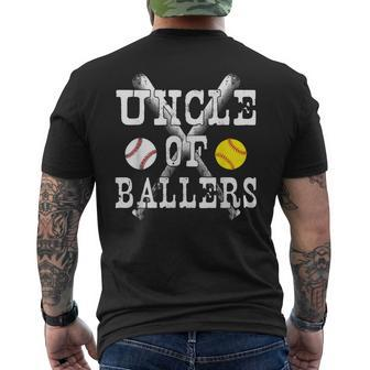 Vintage Uncle Of Ballers T Baseball Softball Lov Men's T-shirt Back Print - Seseable