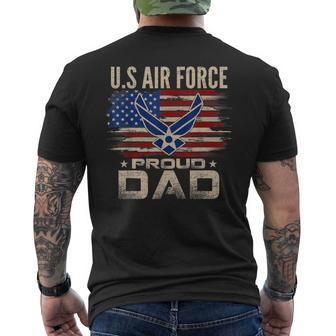 Vintage US Air Force Proud Dad With American Flag Men's T-shirt Back Print - Seseable