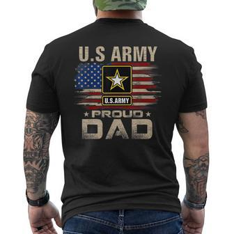 Vintage US Army Proud Dad With American Flag Men's T-shirt Back Print - Seseable