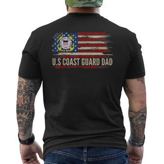 Vintage US Coast Guard Dad American Flag Veteran Men's T-shirt Back Print - Seseable