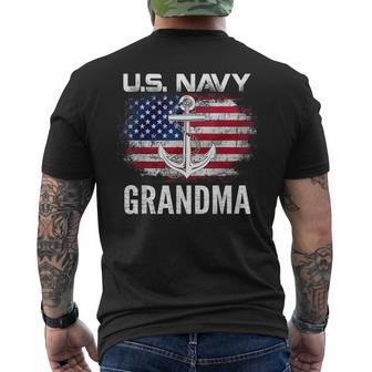 Vintage Us Navy With American Flag For Grandma Men's Back Print T-shirt | Mazezy