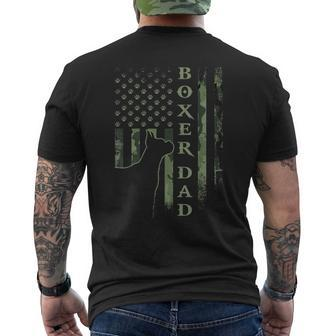 Vintage Usa American Camo Flag Proud Boxer Dad Silhouette Men's T-shirt Back Print - Seseable