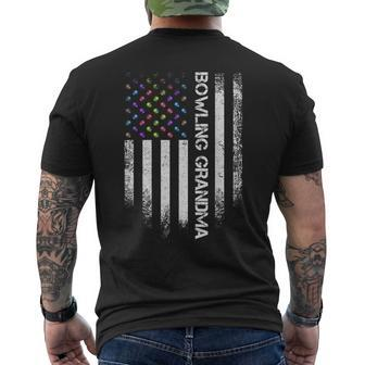 Vintage Usa American Flag Bowling Grandma Bowler Distressed Men's Back Print T-shirt | Mazezy