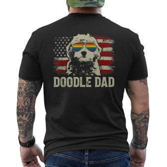 Vintage Usa American Flag Doodle Dad Lgbt Gay Pride Men's T-shirt Back Print - Seseable