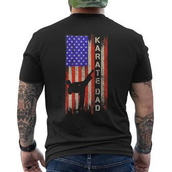 Vintage Usa American Flag Karate Dad Karateka Silhouette Men's T-shirt Back Print - Seseable
