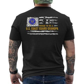 Vintage Usa American Flag Proud To Be A Coast Guard Grandpa Men's T-shirt Back Print - Seseable