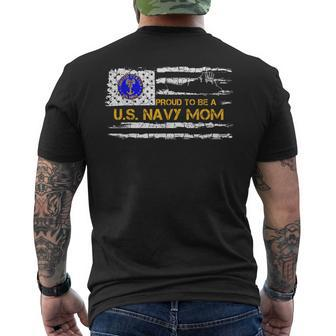 Vintage Usa American Flag Proud To Be Us Navy Military Mom Mens Back Print T-shirt | Mazezy