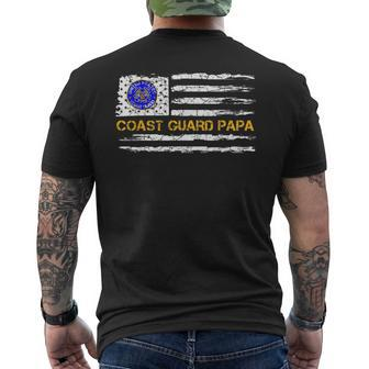 Vintage Usa American Flag Proud Us Coast Guard Veteran Papa Men's T-shirt Back Print - Seseable