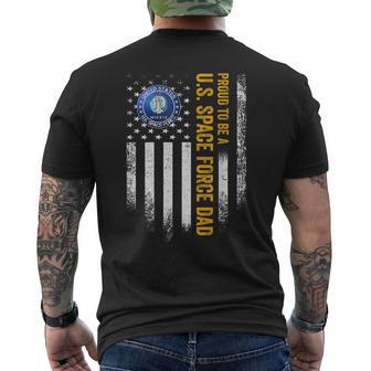 Vintage Usa American Flag Proud To Be A Us Space Force Dad Men's T-shirt Back Print - Seseable