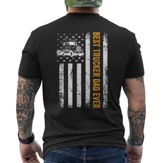 Vintage Usa Best Trucker Dad Ever American Flag Fathers Day V2 Men's T-shirt Back Print - Seseable
