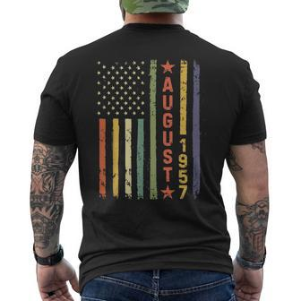 Vintage Usa Flag Awesome Since August 1957 62Th Birth Men's T-shirt Back Print - Seseable