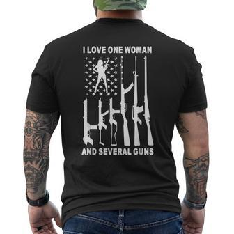 Vintage Usa Flag Dad Grandpa I Love One Woman & Several Guns Men's T-shirt Back Print - Seseable