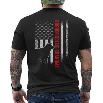 Vintage Usa Flag Proud Border Collie Dog Grandma Silhouette Men's Back Print T-shirt | Mazezy