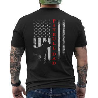 Vintage Usa Flag Proud Pitbull Pit Bull Dog Dad Silhouette Men's T-shirt Back Print - Seseable