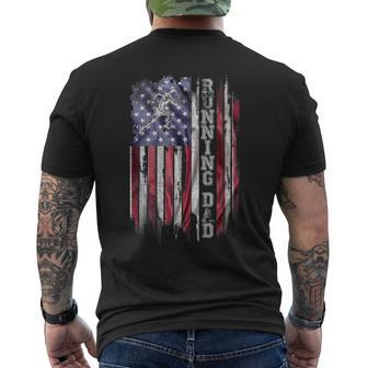 Vintage Usa Flag Proud Running Dad Runner Silhouette Men's T-shirt Back Print - Seseable