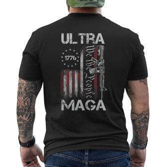 Vintage Usa Flag Ultra Maga Gun Usa 4Th Of July Trump 2024 Men's Back Print T-shirt | Mazezy