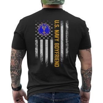 Vintage Usa Flag Us Navy Proud Boyfriend Veteran Military Mens Back Print T-shirt