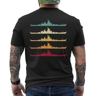 Vintage Uss Wisconsin Bb-64 Battleship Men's T-shirt Back Print - Seseable