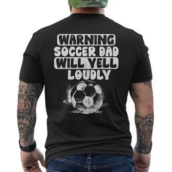 Vintage Warning Soccer Dad Will Yell Loudly For Men Men's T-shirt Back Print - Seseable