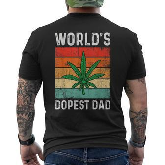 Vintage Worlds Dopest Dad Funny Marijuana Cannabis Stoner Mens Back Print T-shirt | Mazezy