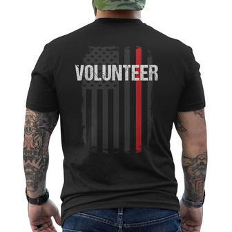 Volunr Fire Fighter Thin Red Line Flag Family Men's T-shirt Back Print - Seseable