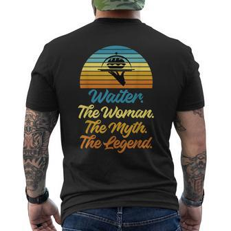 Waiter The Woman The Myth The Legend Waitress Mens Back Print T-shirt - Seseable