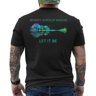 Watercolor Tree Sky There Will Be An Answer Let-It Be Guitar Men's T-shirt Back Print - Seseable
