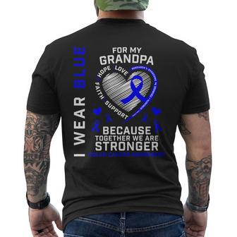 I Wear Blue For My Grandpa Colon Cancer Awareness Graphic Men's T-shirt Back Print - Seseable