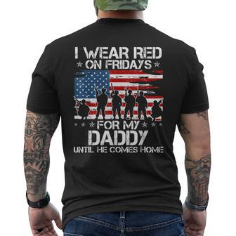 I Wear Red On Friday For My Daddy Support Our Troops Men's T-shirt Back Print - Seseable