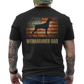 Mens Weimaraner Dad Vintage American Flag Patriotic Weimaraner Men's T-shirt Back Print - Seseable